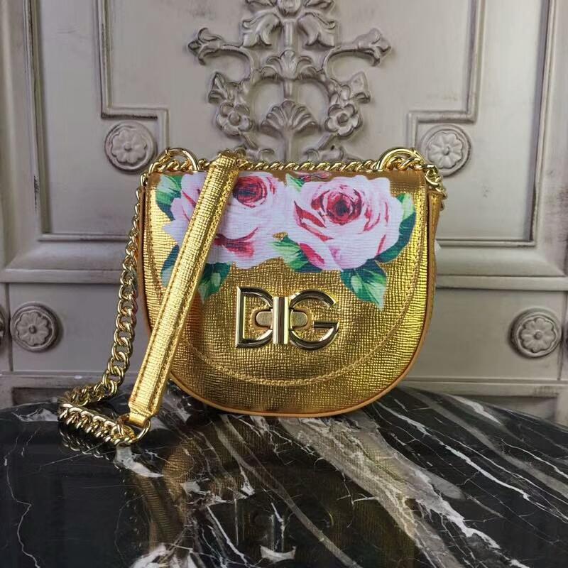 D&G Shoulder Chain Bag BB6343 Cross Rose Gold